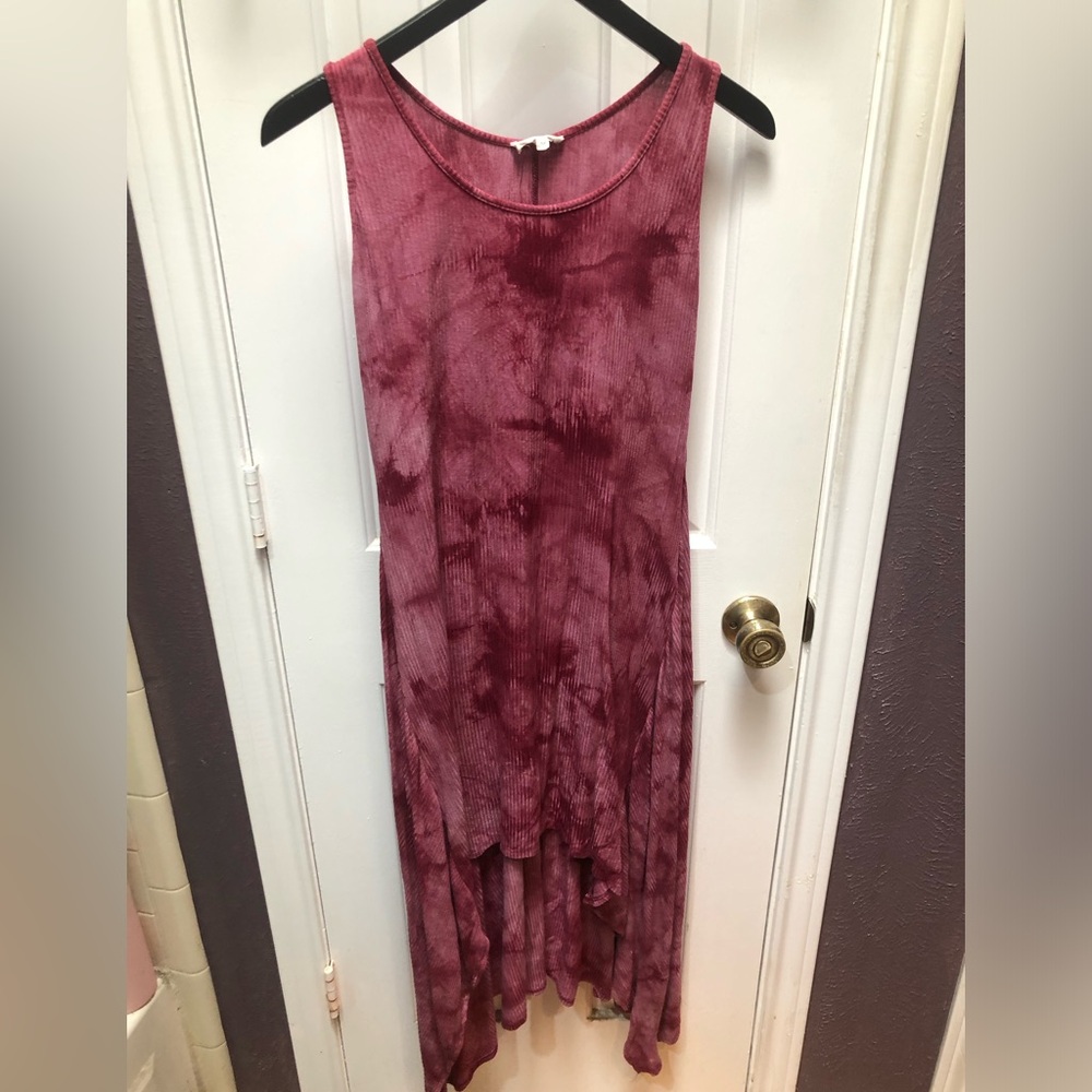 Sweet pea Sleeveless Burgundy Tie-Dye Dress